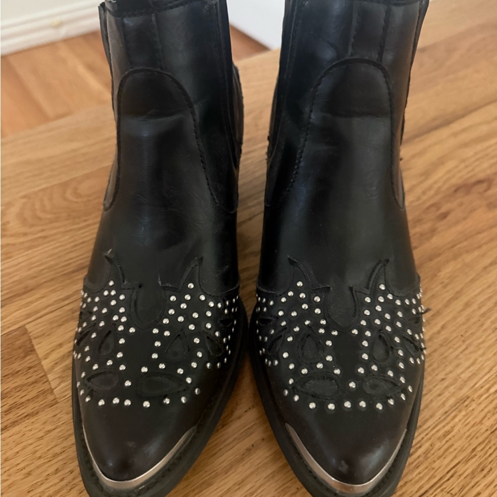 Wanted Black Studded Ankle Boots W size 8